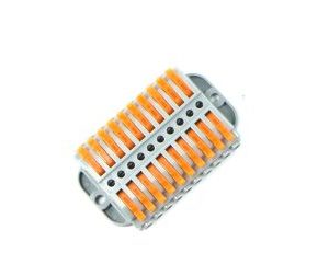 This is a PCT-223-10 0.08-2.5mm2 10 Pole Wire Connector Terminal Block with Spring Lock Lever for Cable Connection.PCT Spring Lever Connector package contains a compact locking wire connector by a spring lever, which is used for single-strand hardwire with 0.08mm to 4mm2 area or soft wire with 0.08mm to 4.0mm2 area (or AWG28 to AWG12). This PCT-223-10 Stationary Type Quick Connection Terminal can tolerate the rated voltage up to 600V with an electric current peak of 32A. These PCT-223-10 Stationary Type Quick Connection Terminal connectors are available with different optional models, different sizes, and No. pole on which cables are locked as below Click on it to buy according to your requirement. PCT-212 is a Two-wire connector PCT-213 is a Three-wire connector PCT-214 is a Four-wire connector PCT-215 is a Five wire connector PCT-218 is an Eight-wire connector CH-812 is a Two to Two-wire connector CH-813 is Three to Three wire connector CH-2-4 is a Four to Two-wire connector CH-2-6 is a Six to Two-wire connector PCT-223-8 Stationary Type Quick Connector LT-633(SPL-63) Stationary Type Quick Connector LT-933(SPL-93) Stationary, Type Quick Connector PCT-223-10 Stationary Type, Quick Connector PCT-223-12 Stationary Type, Quick Connector PCT-223-3 Stationary Type Quick Connector PCT-223-4 Stationary Type Quick Connector PCT-224D Guide Rail Type, Quick Connector PCT-225D Guide Rail Type Quick Connector PCT-225(SPL-5) Quick Connector Features: High-grade Insulative Nylon Material Strong Spring Locking Lever Nickel Plated Metal Point Inside Good Temperature Resistance Compact Splicing Connector 10-Conductor Terminal Block With Operating Levers Max. Continuous Service Temperature 85°C Specifications: Rated voltage: 600V Rated current: 32A Number of poles: 10 Wire section :0.08~4.0mm2 Number of clamps: 20 Package Includes: 1 x PCT-223-10 Stationary Type Quick Connection Terminal