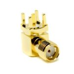 SMA Female Connector Right Angled Through-Hole for PCB Mount