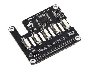 Waveshare 4-Ch PCIe FFC Adapter Board for Raspberry Pi 5 expands the PCIe Interface Of The Pi 5 To 4-Ch PCIe FFC Connectors