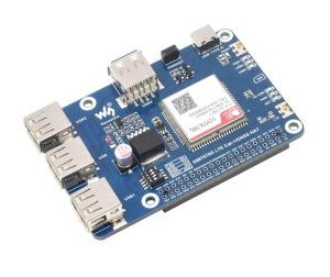 Waveshare Cat-1GNSS HAT for Raspberry Pi, Based On SIM7670G module, Global Multi-band LTE 4G Cat-1 support, GNSS positioning, 3x USB 2.0 extended ports