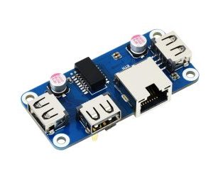Waveshare Ethernet / USB HUB HAT (B) for Raspberry Pi Series, 1x RJ45, 3x USB 2.0