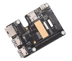 Waveshare PCIe to MiniPCIe Gigabit Ethernet USB 3.2 Gen1 HAT for Raspberry Pi 5, Supports MiniPCIe interface 4G Module, High-speed Networking, Raspberry Pi 5 HAT